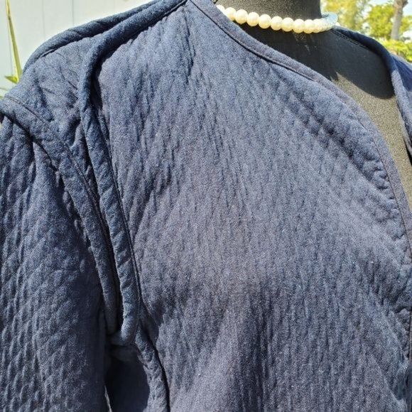 Rag & Bone Quilted Rope Accent Navy Blue Cotton Wrap Long Sleeved Coat - Picture 8 of 16